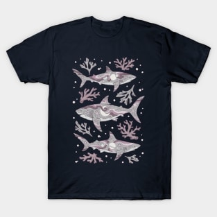 Midnight Swim | Space Shark Art | Purple Haze Palette T-Shirt